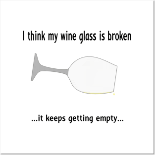 Broken wine glass - white wine for light bg Posters and Art